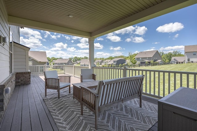 9016 Nestling Ridge Ct, College Grove, TN 37046 - deck with a residential view, a lawn, and central air condition unit
