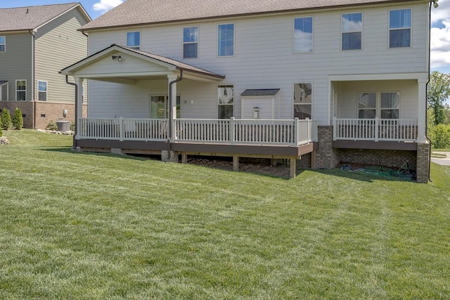 9016 Nestling Ridge Ct, College Grove, TN 37046 - back of house featuring a lawn and a wooden deck