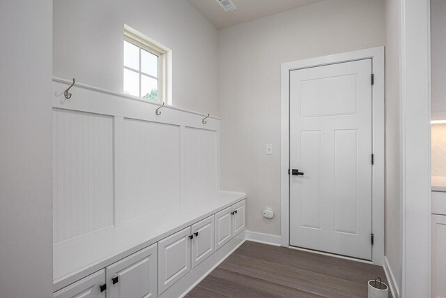 9016 Nestling Ridge Ct, College Grove, TN 37046 - mudroom with dark wood-style floors and baseboards