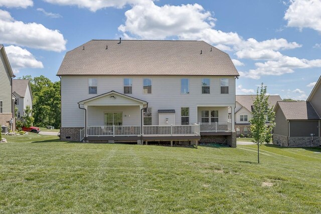 9016 Nestling Ridge Ct, College Grove, TN 37046 - rear view of house with a lawn, a wooden deck, and crawl space