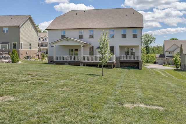 9016 Nestling Ridge Ct, College Grove, TN 37046 - back of house featuring a lawn, a wooden deck, and roof with shingles