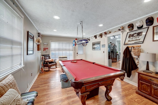 110 Marita Ave, Goodlettsville, TN 37072 - recreation room with a textured ceiling, pool table, recessed lighting, light wood finished floors, and baseboards