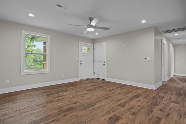 1024 Evans Rd, Burns, TN 37029 - empty room featuring wood finished floors, baseboards, recessed lighting, and a ceiling fan