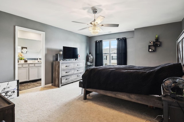 7401 Brady Ln, Antioch, TN 37013 - carpeted bedroom featuring ensuite bathroom and ceiling fan