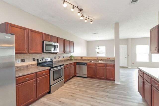 107 Owl Dr, Lebanon, TN 37087 - kitchen featuring stainless steel appliances, a sink, light wood-type flooring, and plenty of natural light