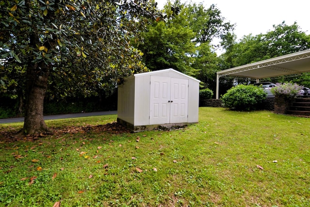 1210 Stewart Dr, Pulaski, TN 38478 - view of shed with view of wooded area
