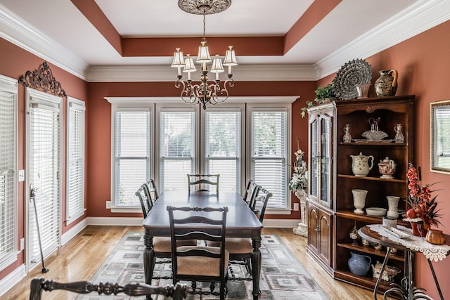 131 Grandview Cir, Gallatin, TN 37066 - dining room featuring a chandelier, a tray ceiling, light wood-type flooring, and baseboards