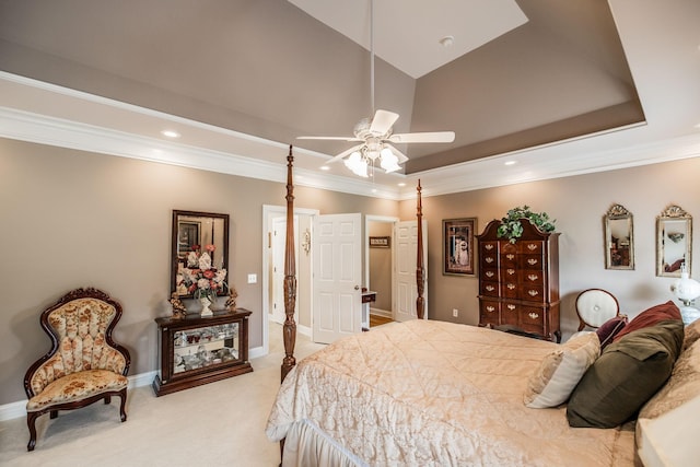131 Grandview Cir, Gallatin, TN 37066 - bedroom featuring ornamental molding, light carpet, recessed lighting, a tray ceiling, and baseboards