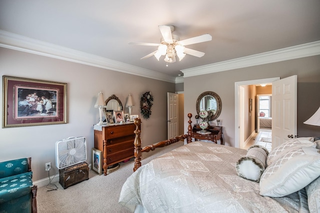 131 Grandview Cir, Gallatin, TN 37066 - carpeted bedroom featuring ornamental molding, a ceiling fan, and baseboards