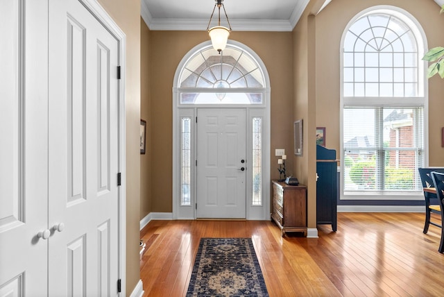 411 Lake Pointe Dr, Clarksville, TN 37043 - foyer with hardwood / wood-style floors, ornamental molding, baseboards, and a towering ceiling
