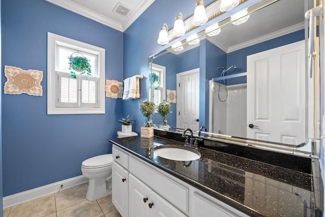 411 Lake Pointe Dr, Clarksville, TN 37043 - full bathroom featuring an enclosed shower, baseboards, vanity, toilet, and tile patterned floors