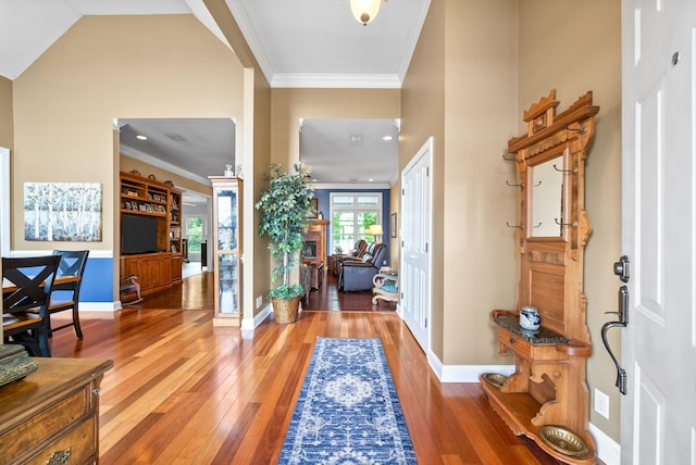 411 Lake Pointe Dr, Clarksville, TN 37043 - entryway with hardwood / wood-style floors, crown molding, and baseboards