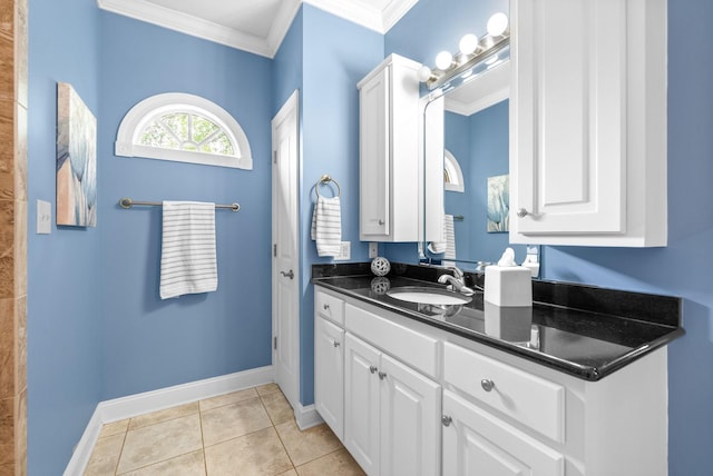 411 Lake Pointe Dr, Clarksville, TN 37043 - full bath featuring ornamental molding, baseboards, tile patterned flooring, and vanity