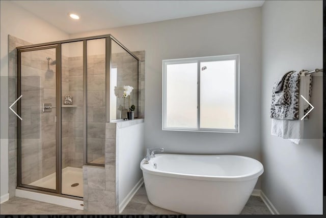 6161 Worthingtion Rd, Columbia, TN 38401 - full bathroom with a freestanding bath, a stall shower, and recessed lighting