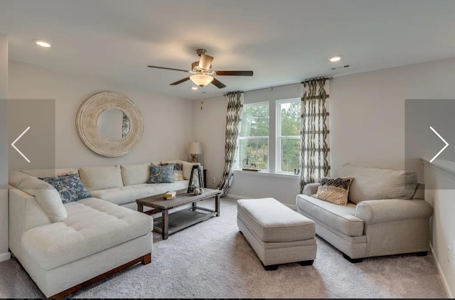 6161 Worthingtion Rd, Columbia, TN 38401 - carpeted living room featuring a ceiling fan and recessed lighting