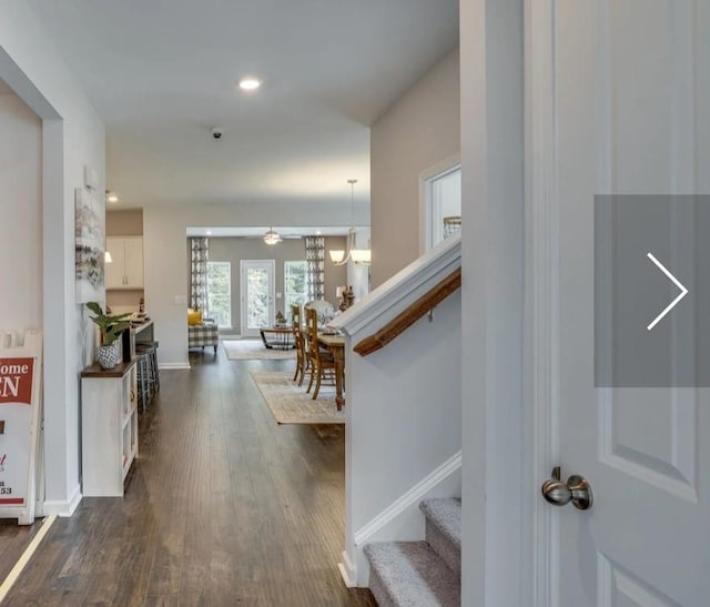 6161 Worthingtion Rd, Columbia, TN 38401 - entryway with stairway, dark wood-style floors, and recessed lighting
