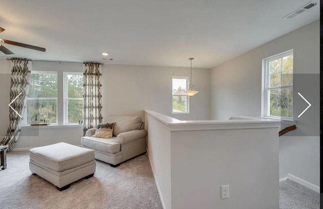 6161 Worthingtion Rd, Columbia, TN 38401 - living area featuring light carpet, plenty of natural light, a ceiling fan, and recessed lighting