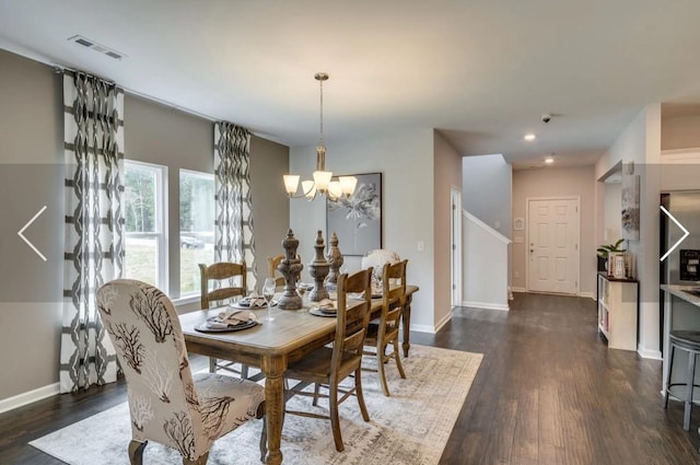 6161 Worthingtion Rd, Columbia, TN 38401 - dining room featuring dark wood-style flooring, a chandelier, and recessed lighting