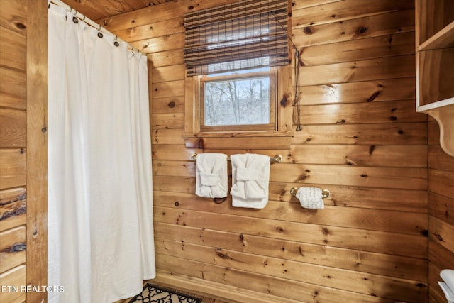 3514 Olde Tyme Way, Sevierville, TN 37862 - bathroom featuring wood walls and curtained shower
