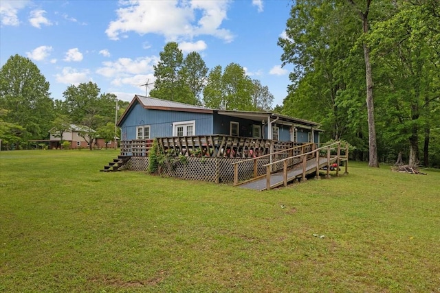 7158 Bahne Rd, Fairview, TN 37062 - rear view of property featuring a wooden deck and a yard