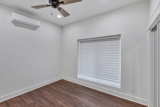 3910 Brick Church Pike, Nashville, TN 37207 - empty room featuring an AC wall unit, dark wood-style floors, ceiling fan, recessed lighting, and baseboards