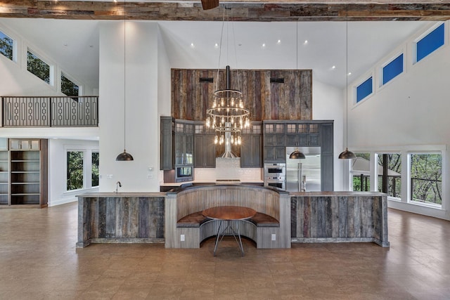 3910 Brick Church Pike, Nashville, TN 37207 - welcome area with a towering ceiling, a chandelier, and beamed ceiling