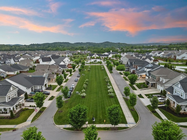 aerial view at dusk of a residential view
