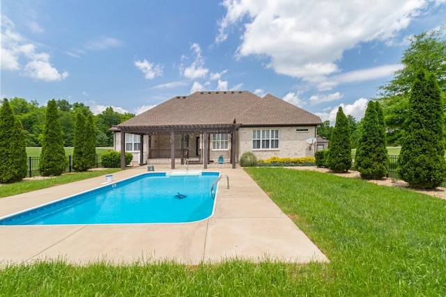 view of pool with a patio area and a pergola