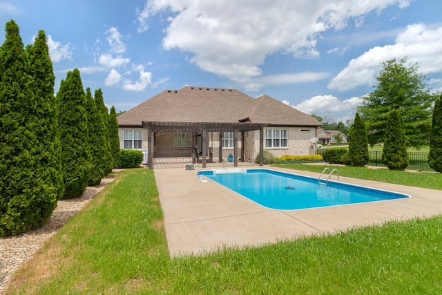 view of pool featuring a pergola and a patio area