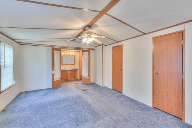 1687 Columbia Rock Rd, Columbia, TN 38401 - unfurnished bedroom with carpet, lofted ceiling, ceiling fan, and ensuite bath