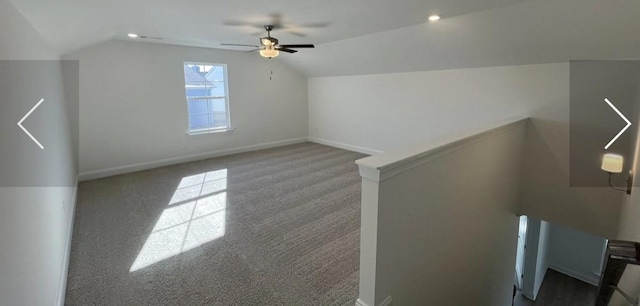 6158 Worthingtion Rd, Columbia, TN 38401 - additional living space featuring lofted ceiling, carpet floors, a ceiling fan, and recessed lighting