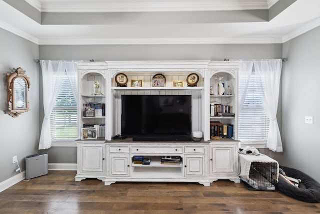 589 Smoky Mountains Dr, Gallatin, TN 37066 - living room with dark wood finished floors, crown molding, and baseboards