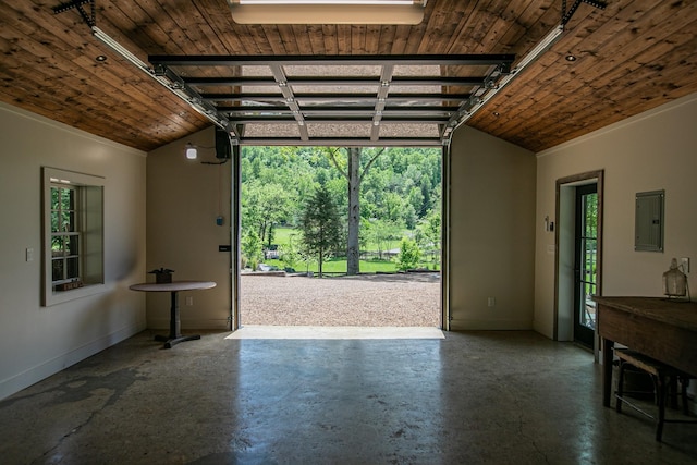 5564 Wilkins Branch Rd, Franklin, TN 37064 - garage featuring electric panel, wooden ceiling, and baseboards