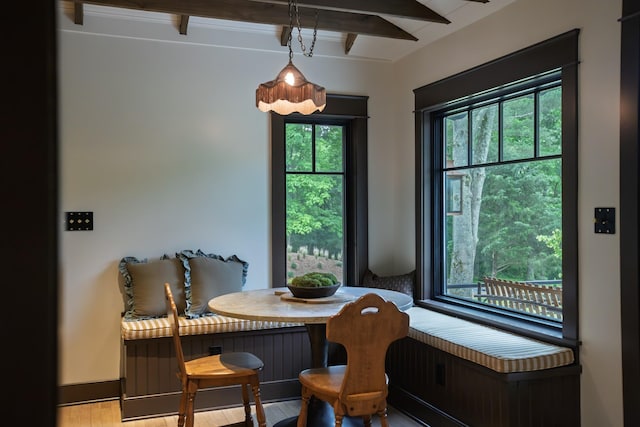 5564 Wilkins Branch Rd, Franklin, TN 37064 - dining room featuring plenty of natural light, beamed ceiling, and wood finished floors