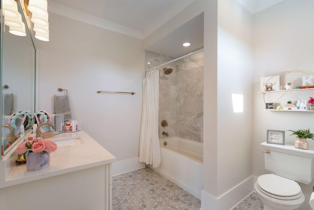 1461 Witherspoon Dr, Brentwood, TN 37027 - bathroom featuring baseboards, toilet, shower / bath combination with curtain, and vanity