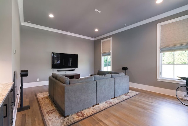 1461 Witherspoon Dr, Brentwood, TN 37027 - living area featuring ornamental molding, dark wood finished floors, recessed lighting, and baseboards