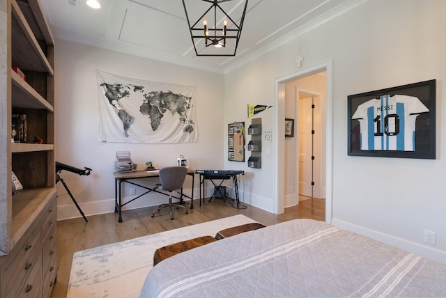 1461 Witherspoon Dr, Brentwood, TN 37027 - bedroom with wood finished floors, baseboards, a chandelier, and a desk