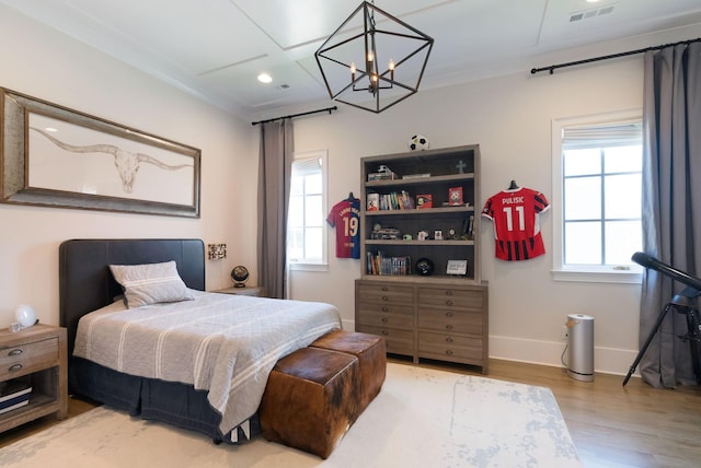 1461 Witherspoon Dr, Brentwood, TN 37027 - bedroom featuring wood finished floors, multiple windows, baseboards, a chandelier, and recessed lighting