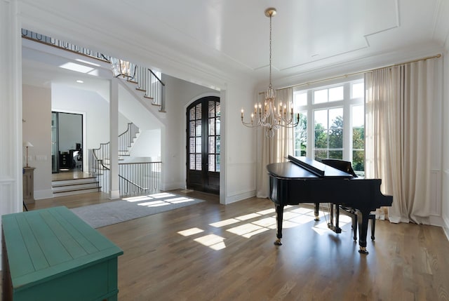 1461 Witherspoon Dr, Brentwood, TN 37027 - sitting room with french doors, plenty of natural light, stairway, and a chandelier