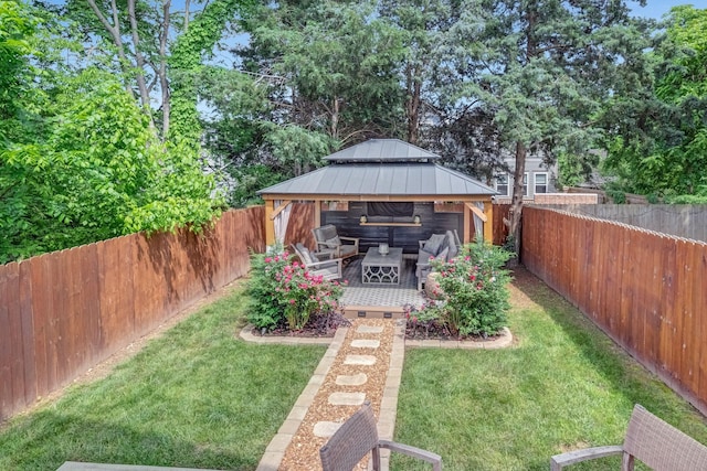 view of yard with a gazebo
