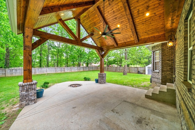 3031 Trice Pl, Lebanon, TN 37087 - view of patio / terrace with a ceiling fan and a shed