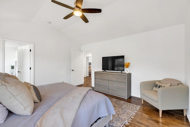 1206 Forest Lake Ct, Franklin, TN 37064 - bedroom with lofted ceiling, wood finished floors, and ceiling fan