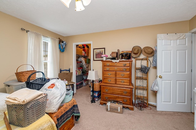carpeted bedroom with a spacious closet and a closet