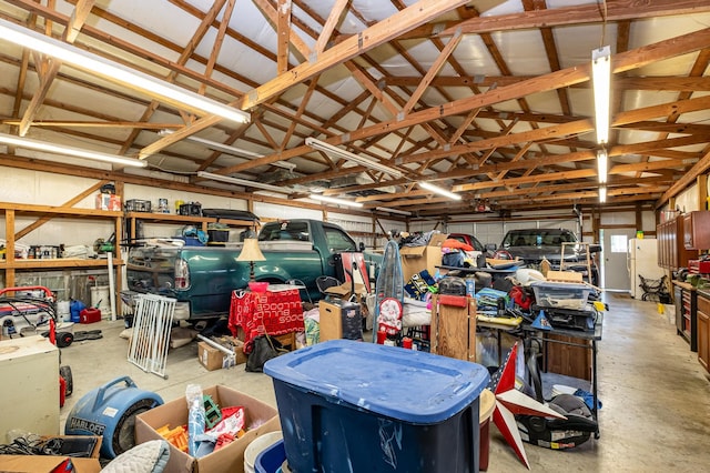 garage featuring freestanding refrigerator