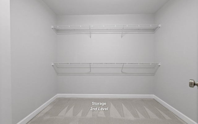 walk in closet with carpet