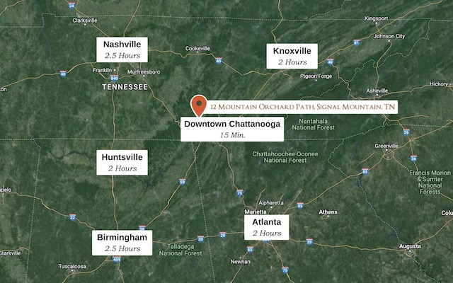 aerial view of property's location
