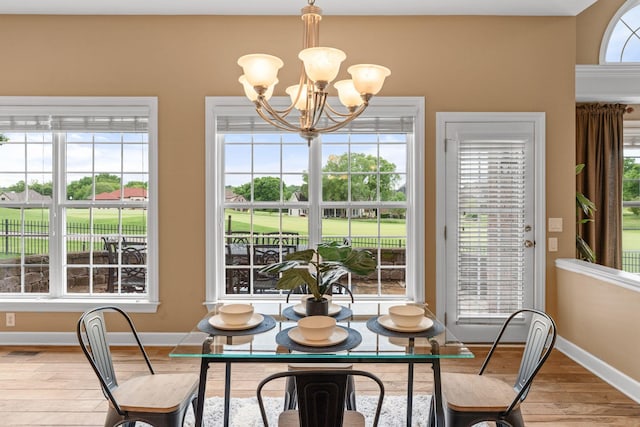1115 Rossifer Ct, Gallatin, TN 37066 - dining room featuring a chandelier, light wood-style flooring, and baseboards