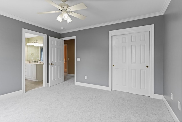 1115 Rossifer Ct, Gallatin, TN 37066 - unfurnished bedroom with light carpet, ornamental molding, a closet, and baseboards