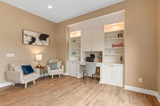 1115 Rossifer Ct, Gallatin, TN 37066 - office area with built in desk, light wood-type flooring, baseboards, and recessed lighting