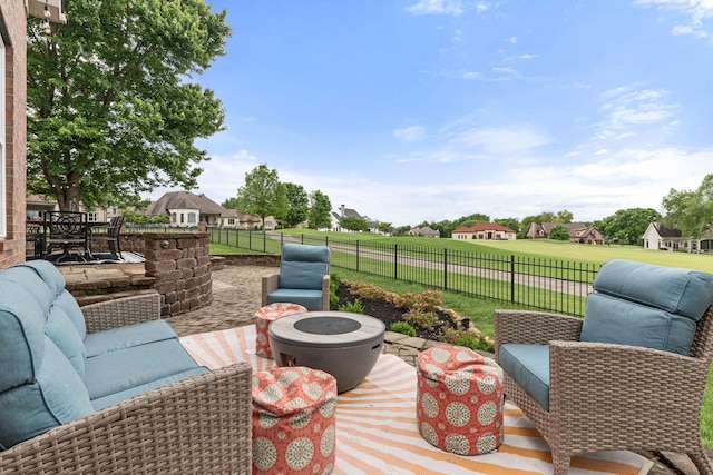 1115 Rossifer Ct, Gallatin, TN 37066 - deck with a patio, an outdoor living space with a fire pit, a fenced backyard, and outdoor dining space
